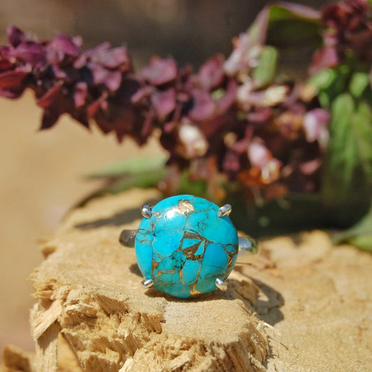 Copper Turquoise Prong Setting Ring