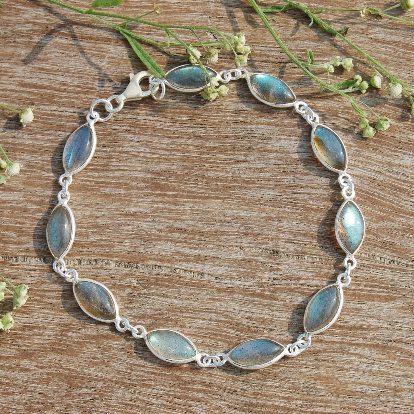Blue Labradorite Marquise Cab Bracelet
