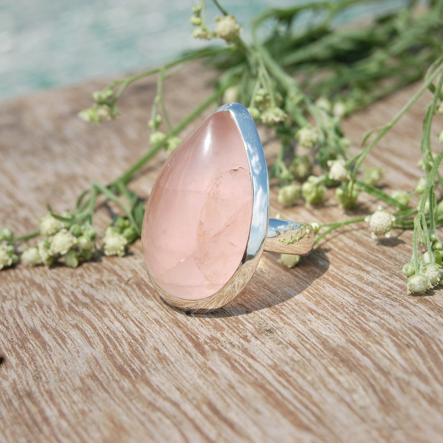 Rose Quartz Statement Ring