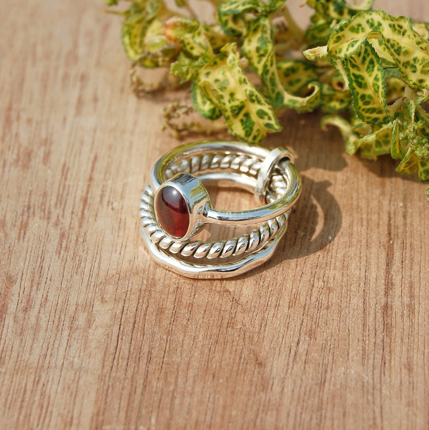 Red Garnet Stacking Ring Set