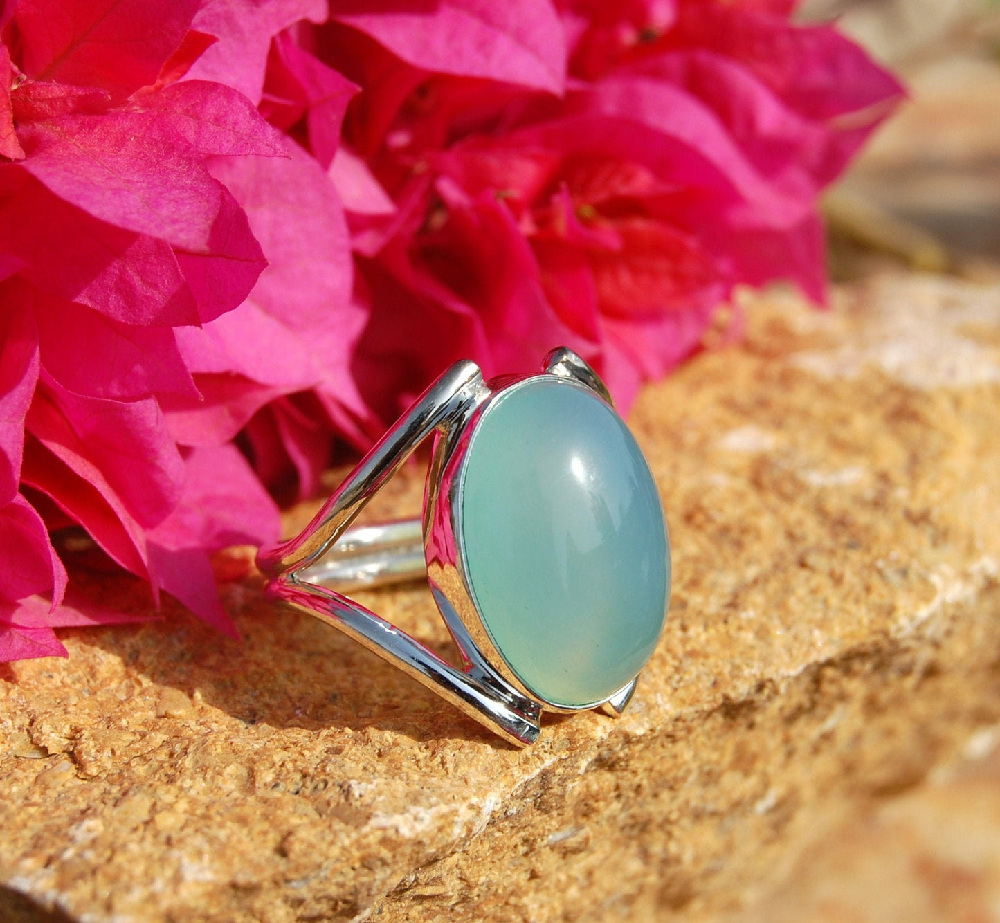 Aqua Chalcedony Ring