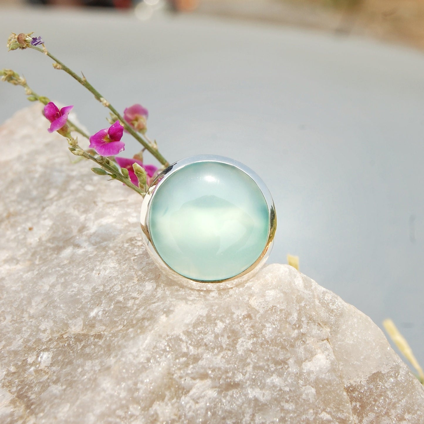 Aqua Chalcedony Ring