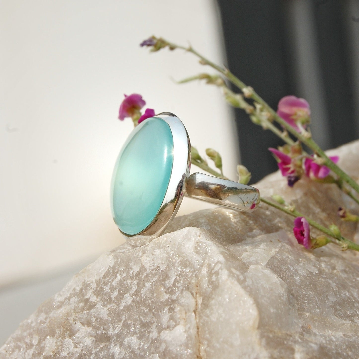 Aqua Chalcedony Ring