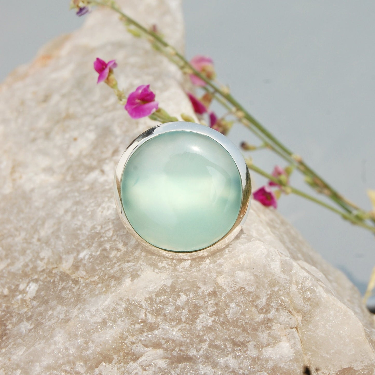 Aqua Chalcedony Ring