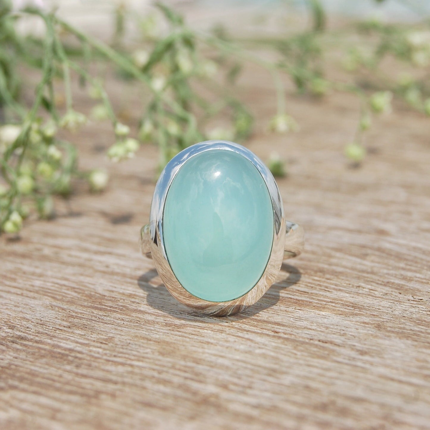 Aqua Chalcedony Beach Ring