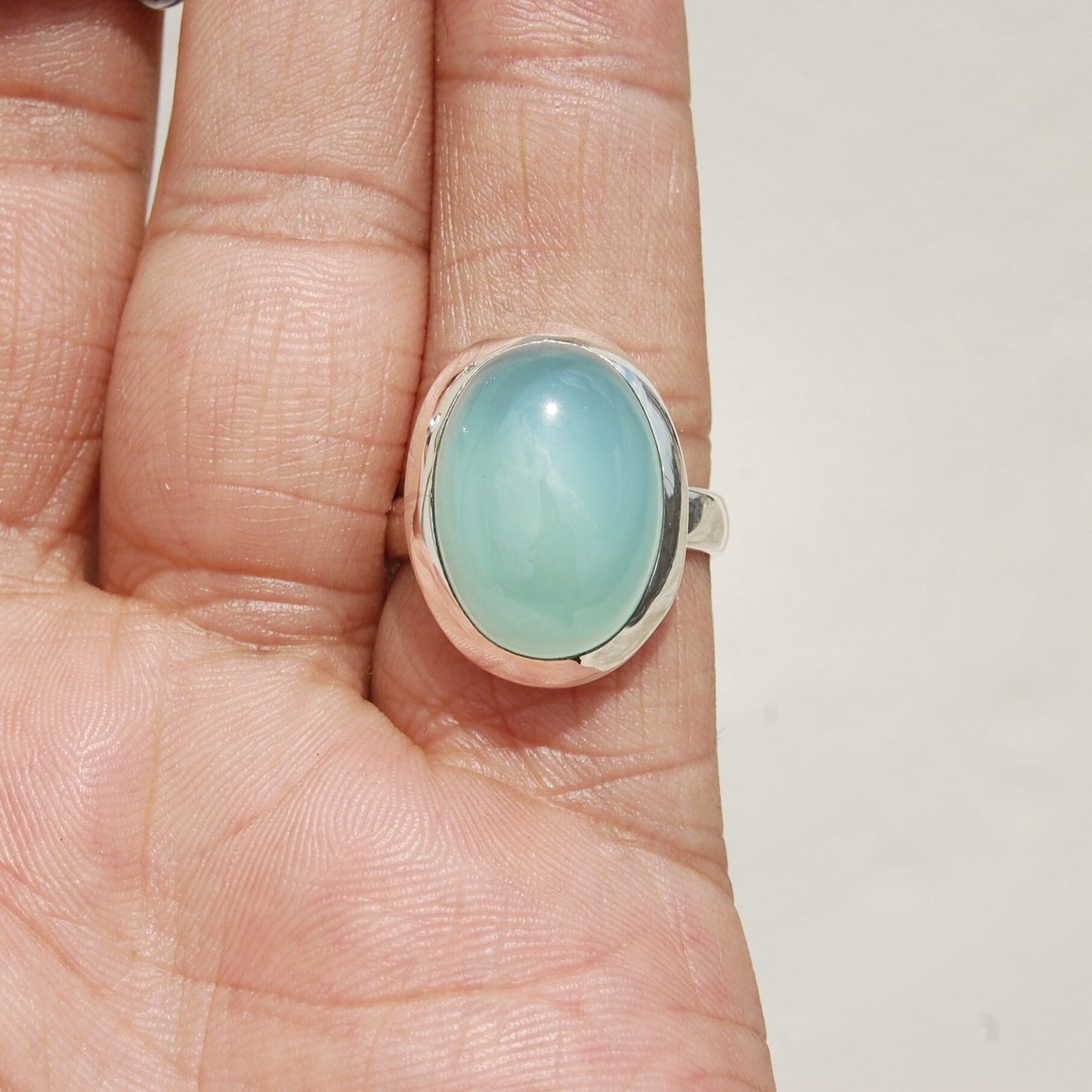 Aqua Chalcedony Beach Ring