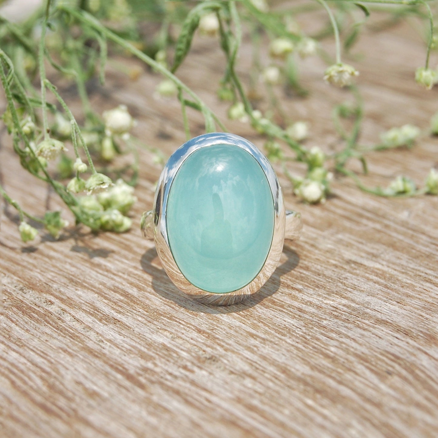 Aqua Chalcedony Beach Ring