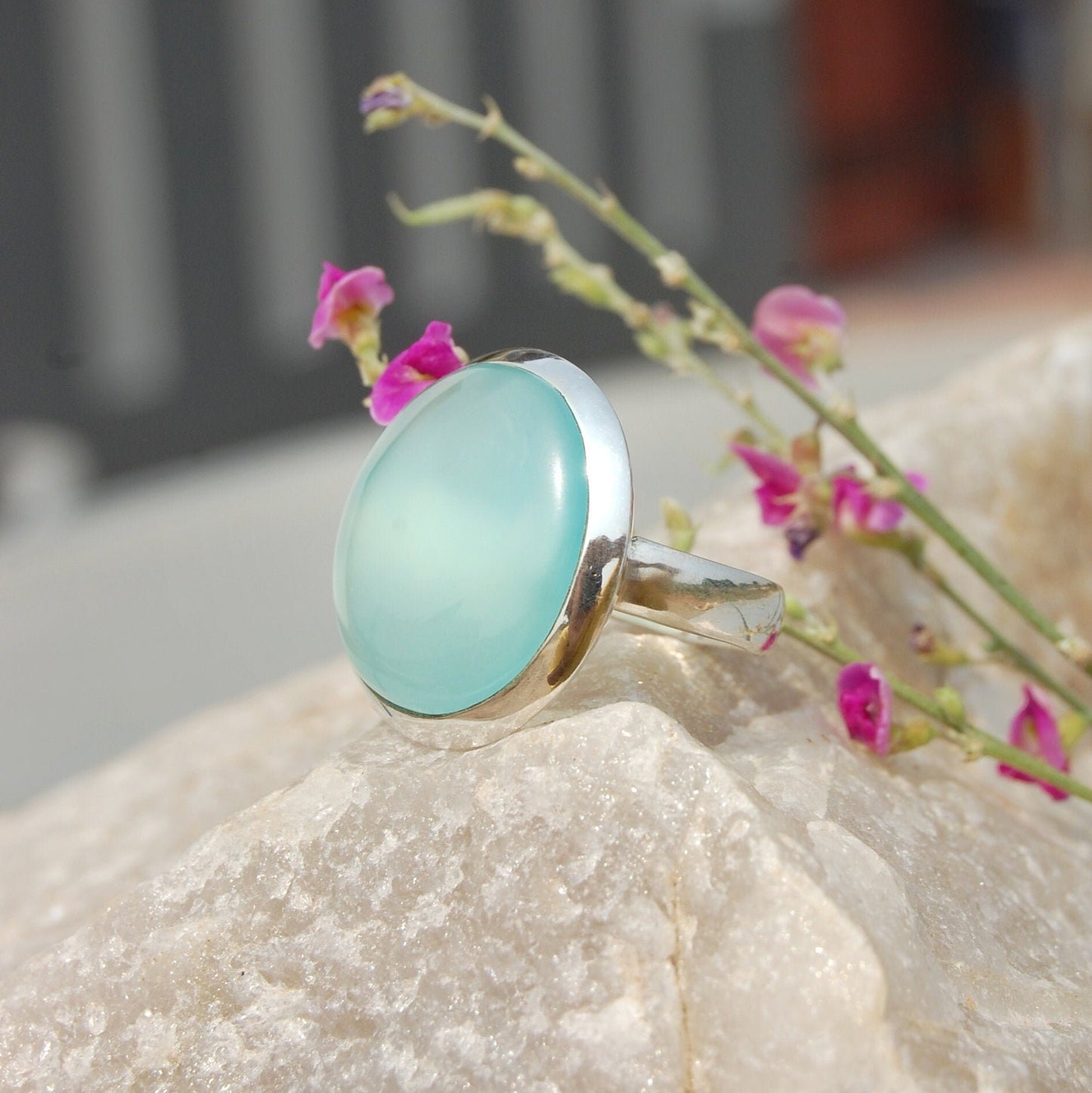 Aqua Chalcedony Ring