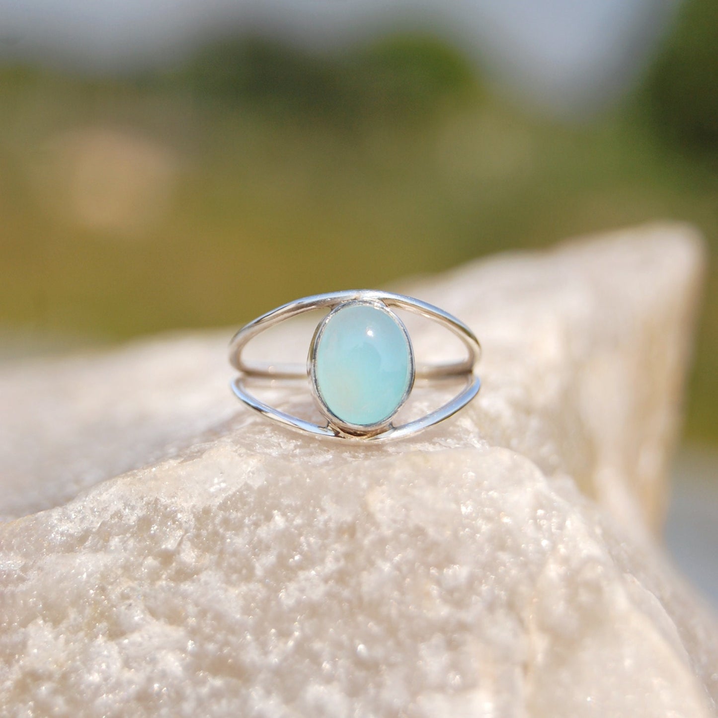 Aqua Chalcedony Ring