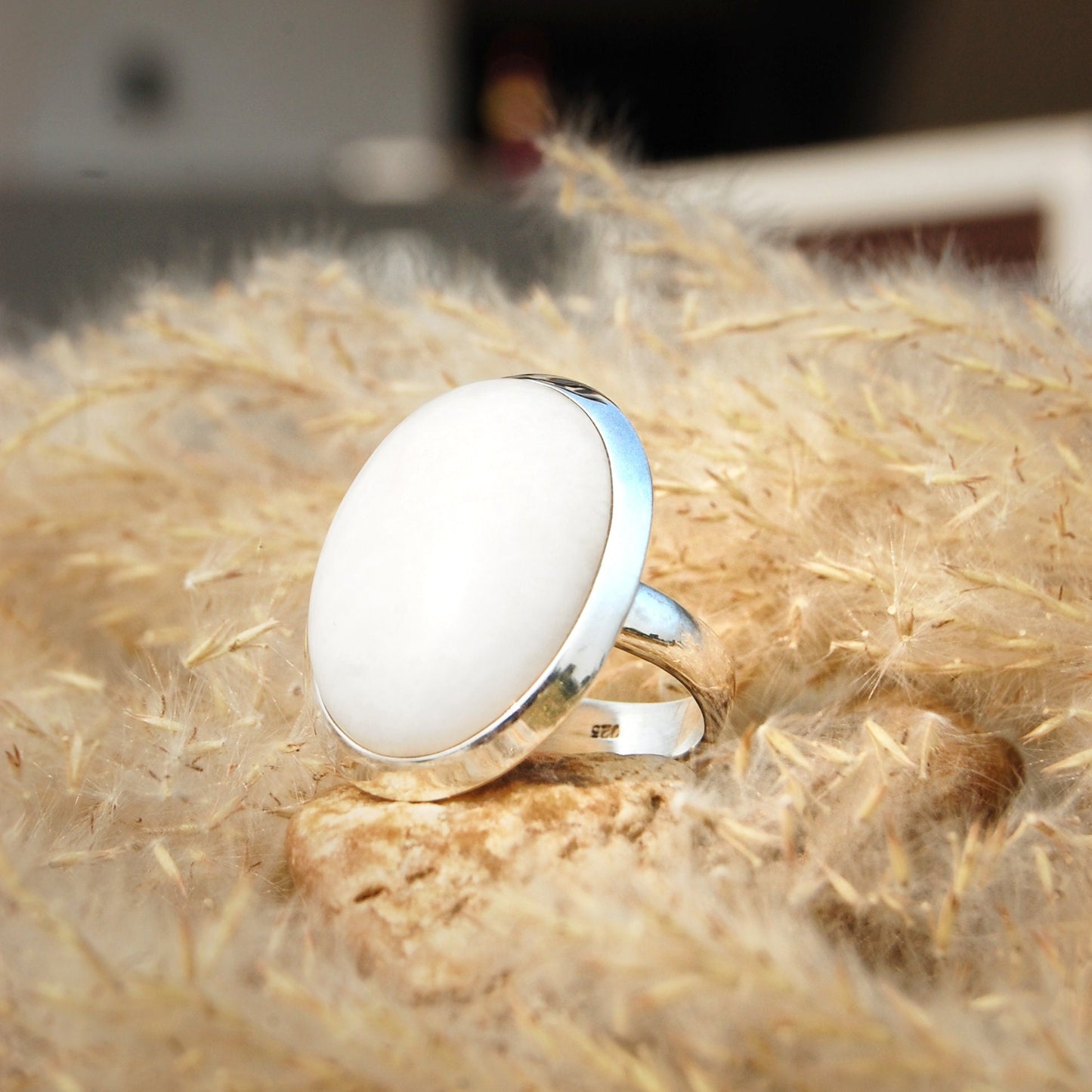 White Quartz Statement Ring