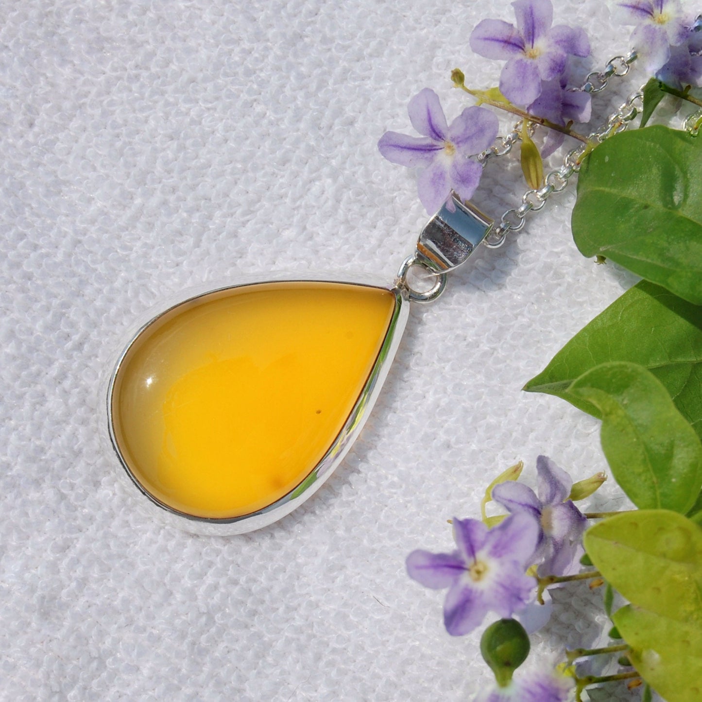 Yellow Onyx Pear Cab Pendant