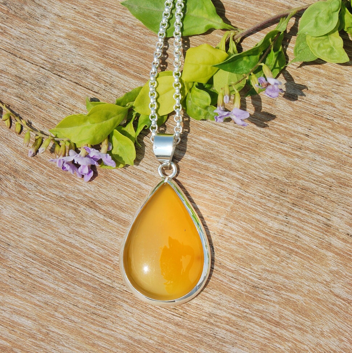 Yellow Onyx Pear Cab Pendant
