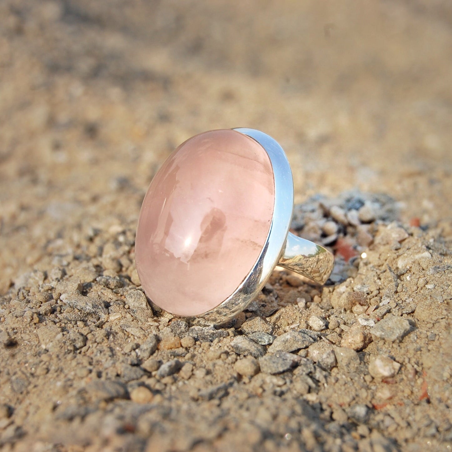 Rose Quartz Statement Ring