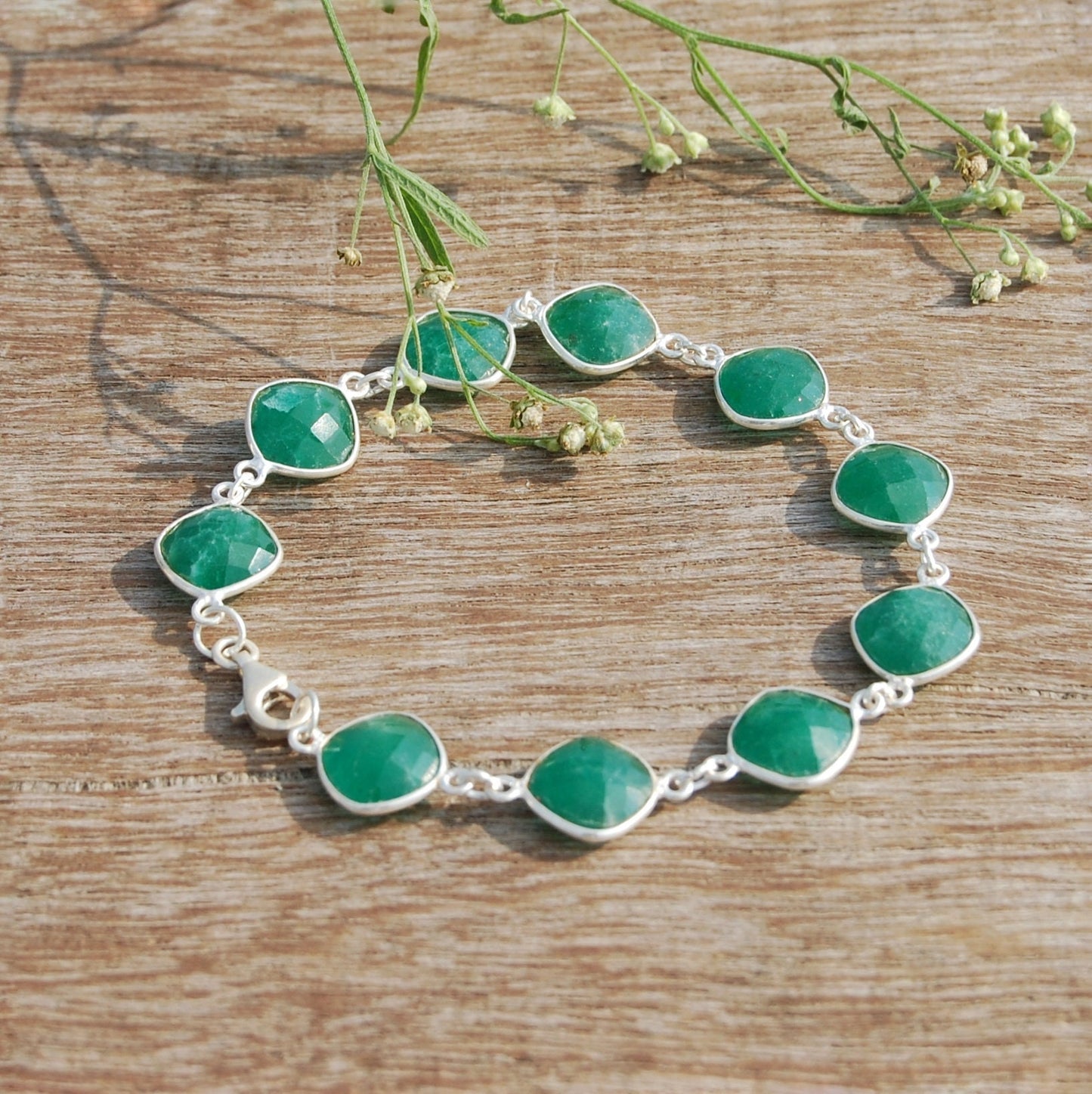 Green Onyx Checker Cut Bracelet