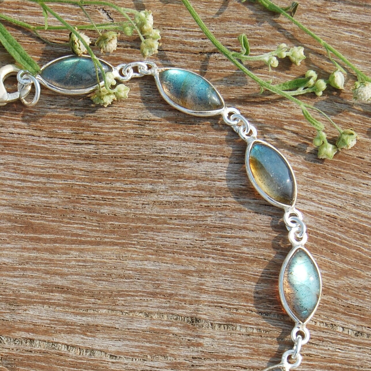 Blue Labradorite Marquise Cab Bracelet