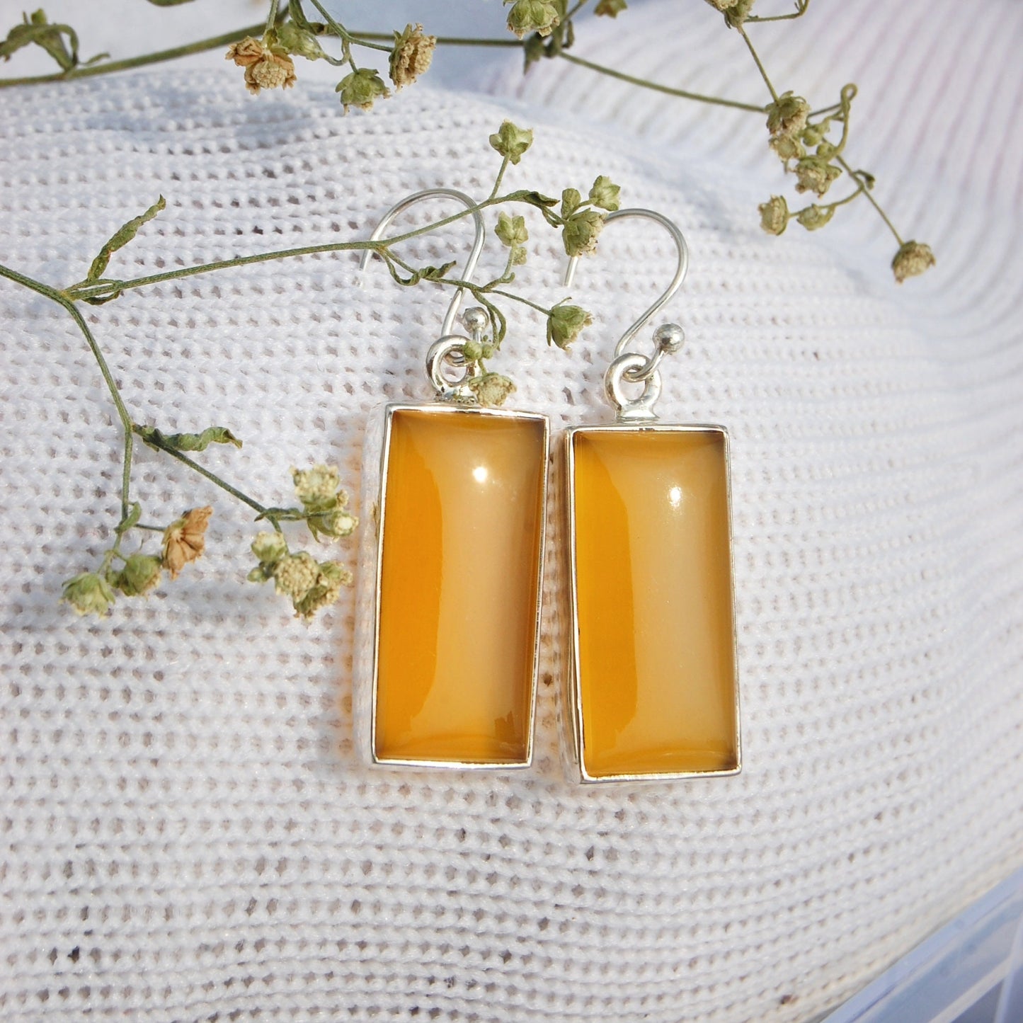 Yellow Onyx Dangle Earrings
