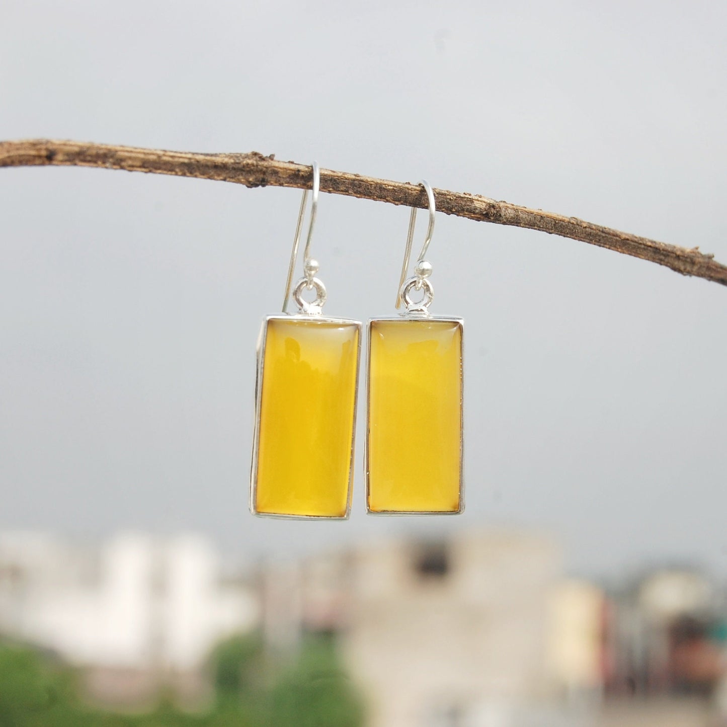 Yellow Onyx Dangle Earrings