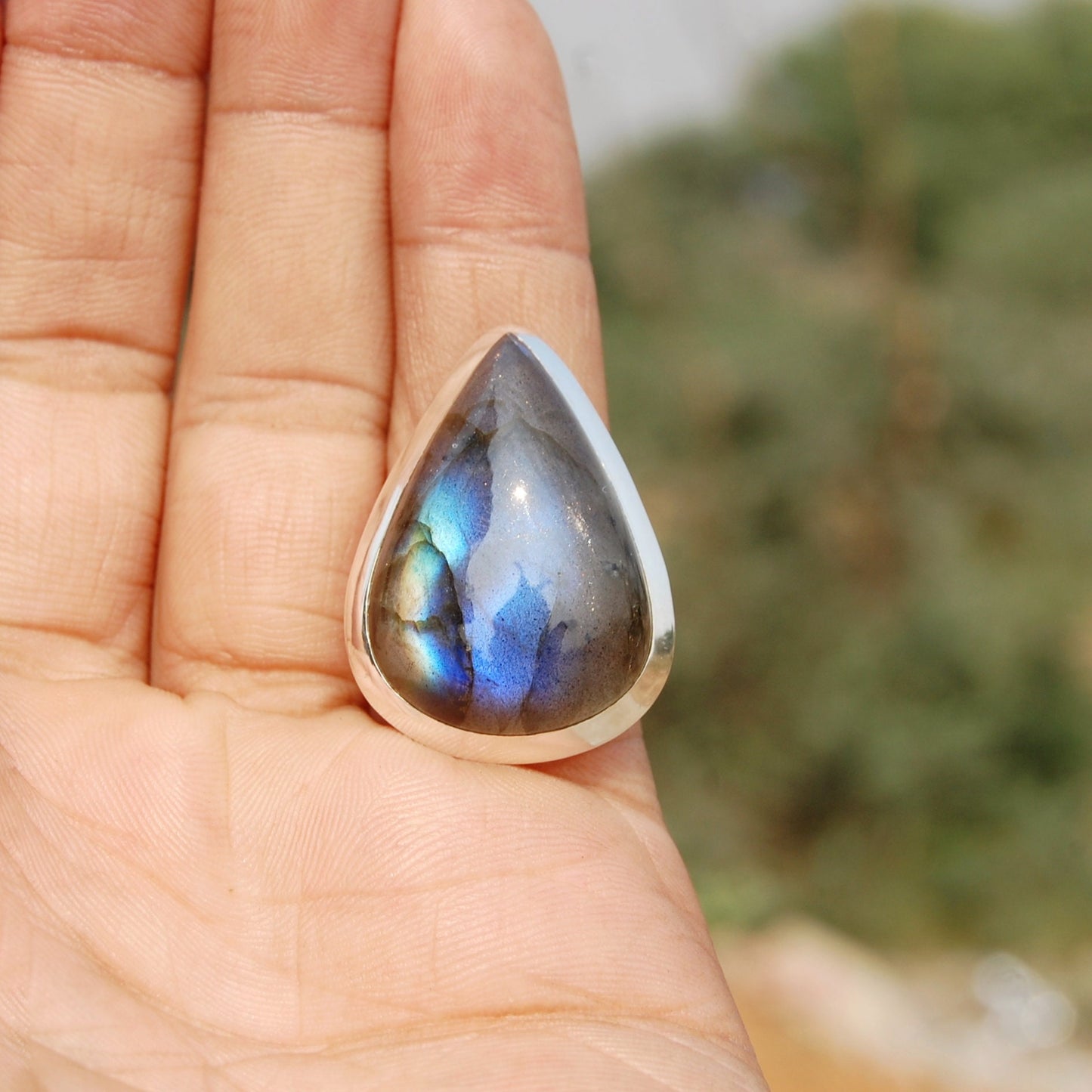 Blue Labradorite Statement Ring
