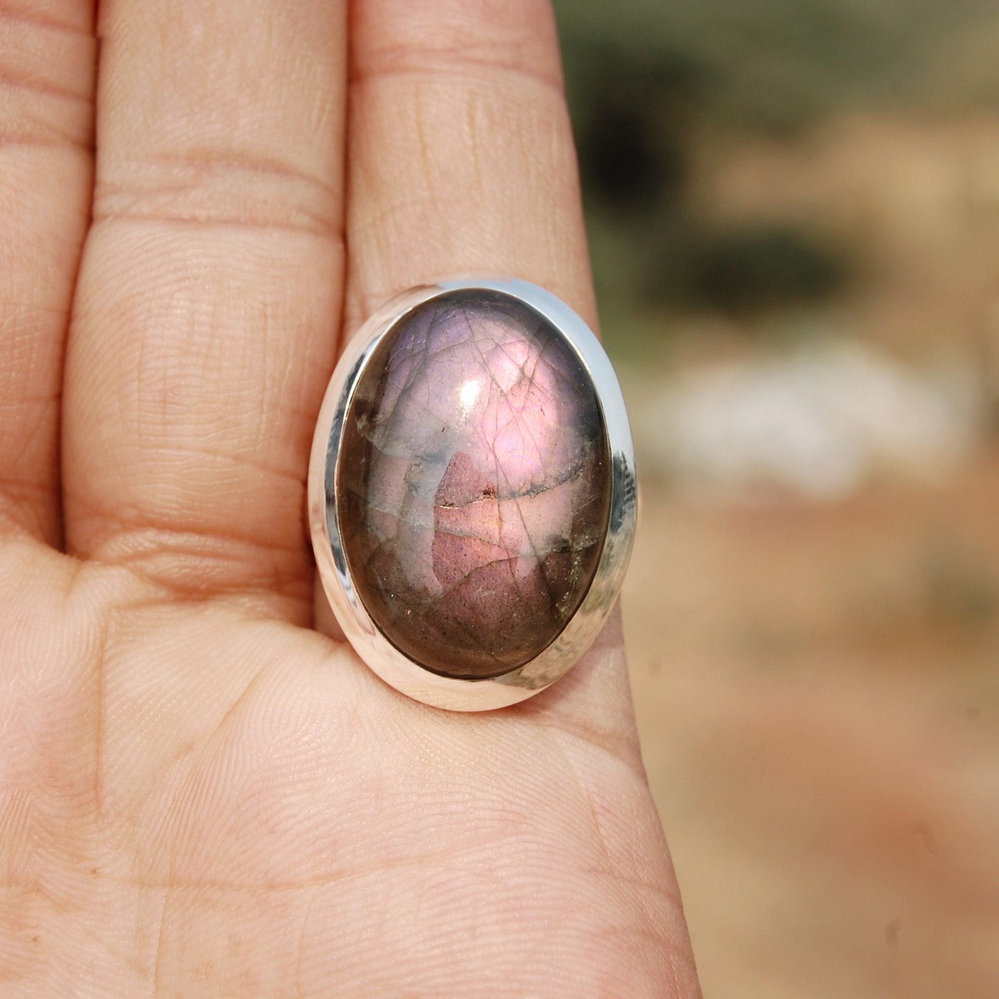 Purple Labradorite Statement Ring