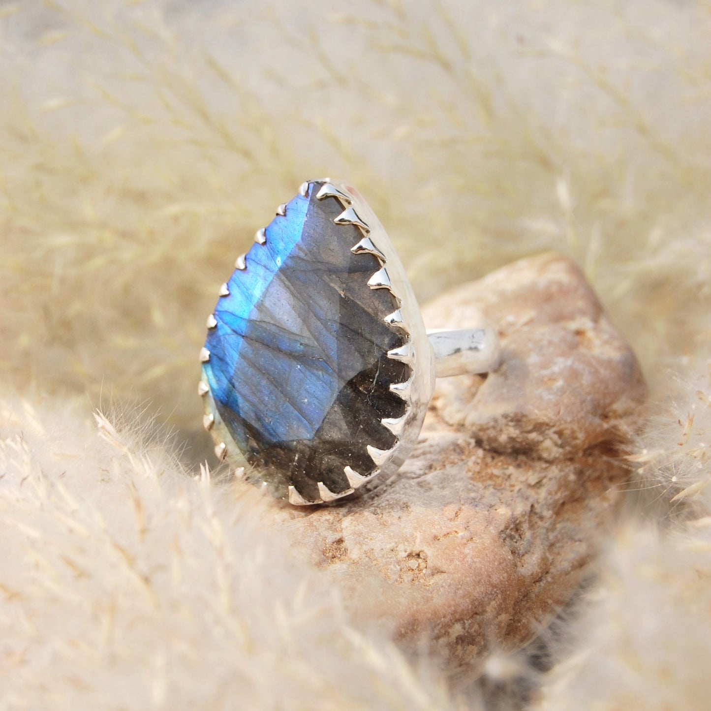 Blue Labradorite Statement Ring