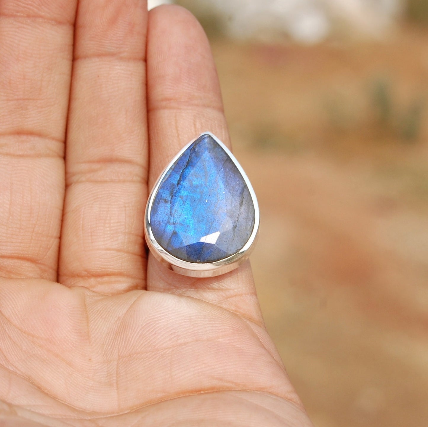 Blue Labradorite Statement Ring