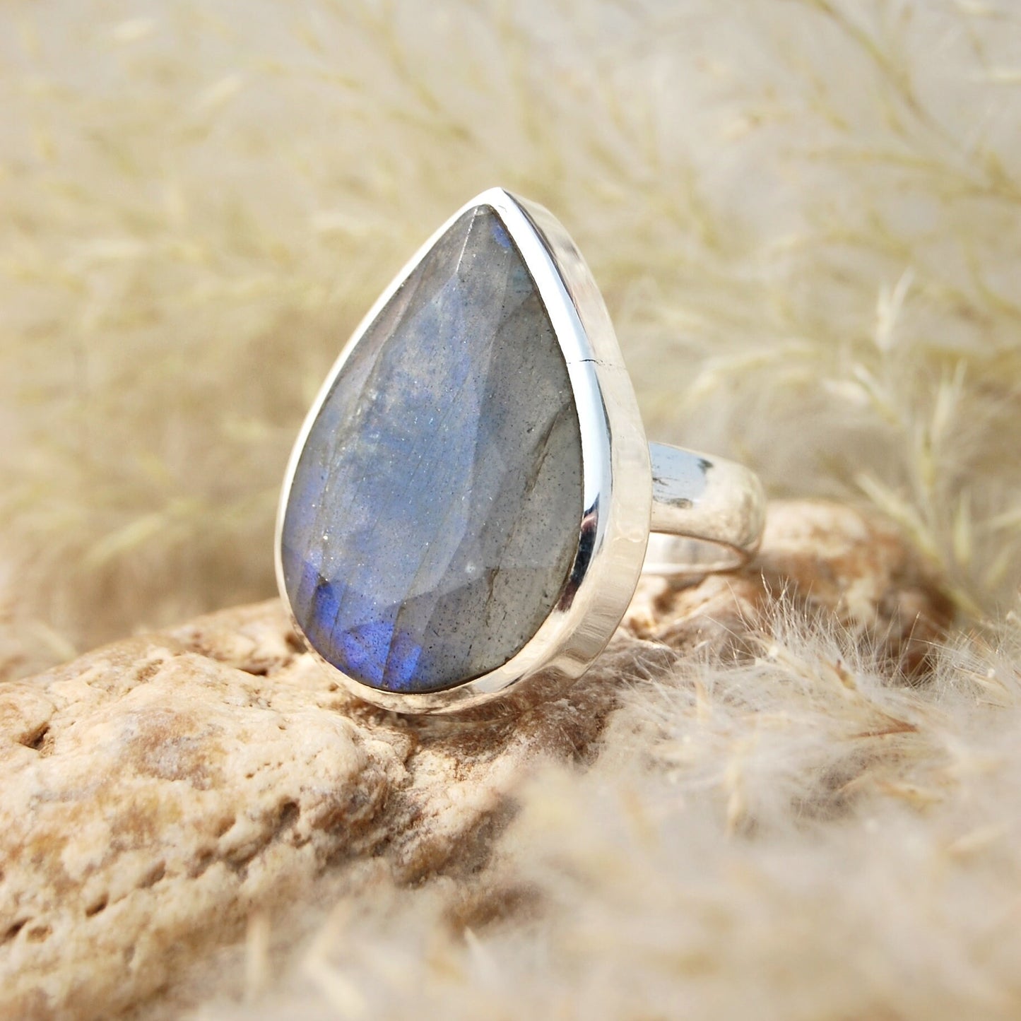 Blue Labradorite Statement Ring