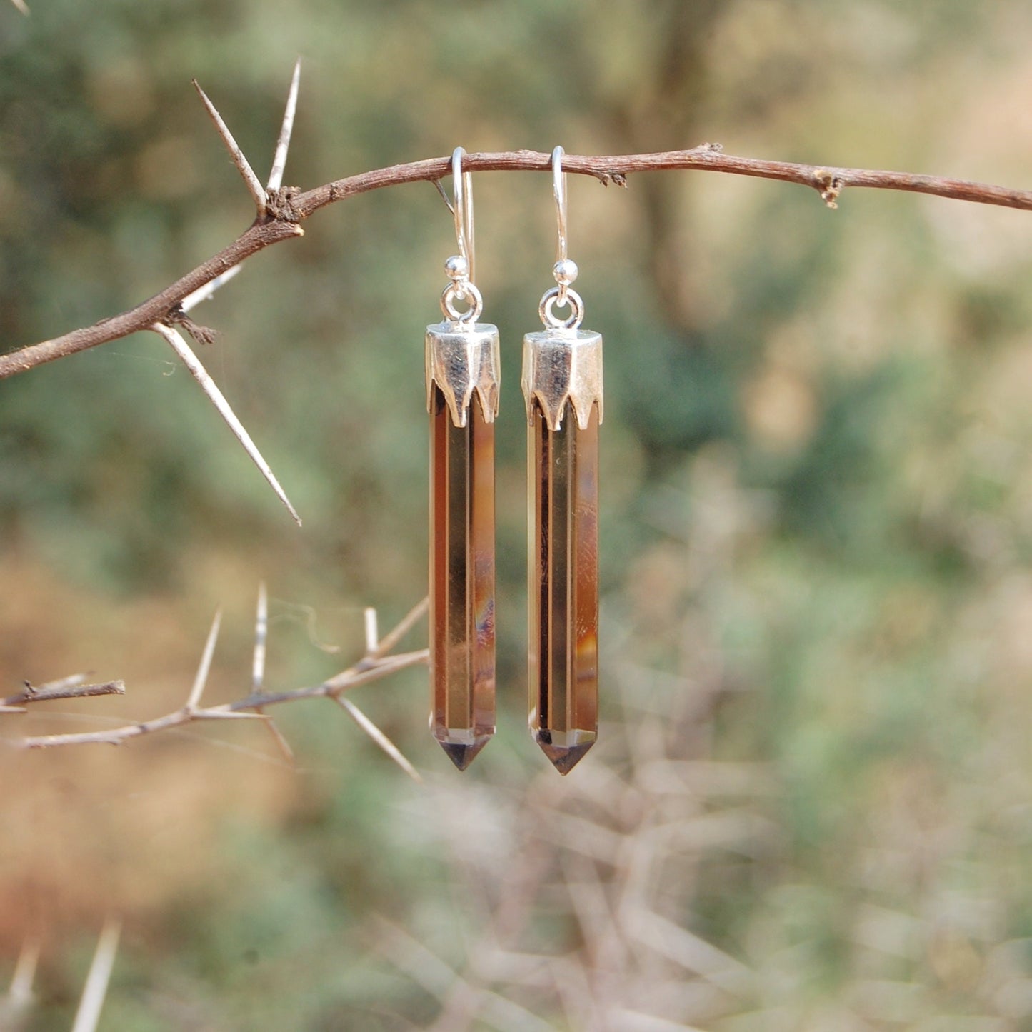 Smoky Quartz 50mm Long Earrings