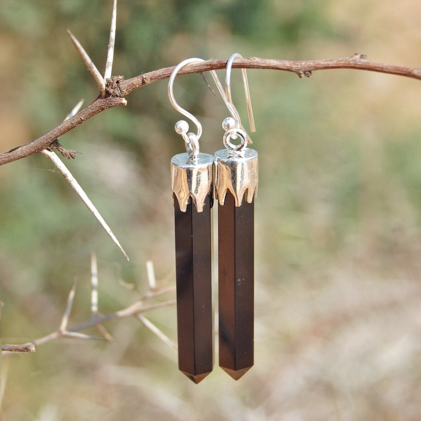 Black Onyx Long Drop Earrings