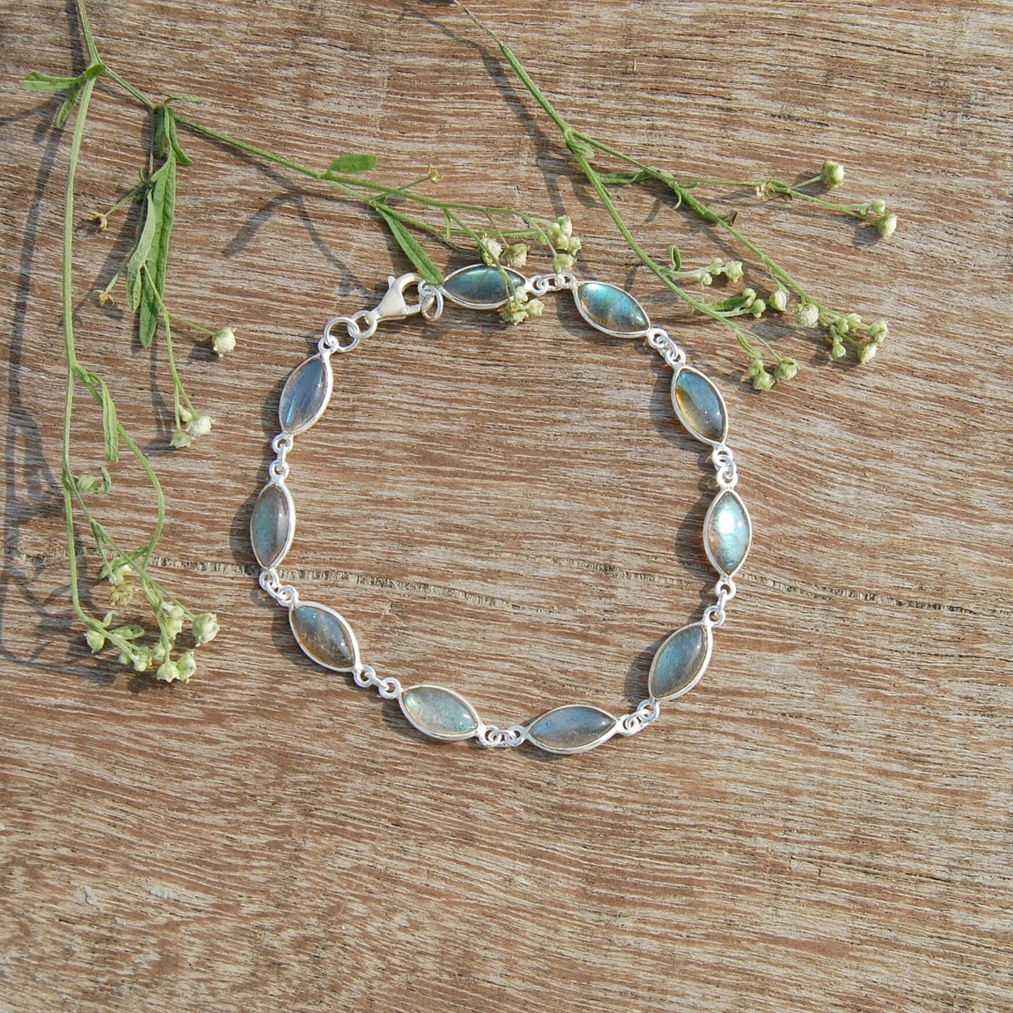 Blue Labradorite Marquise Cab Bracelet