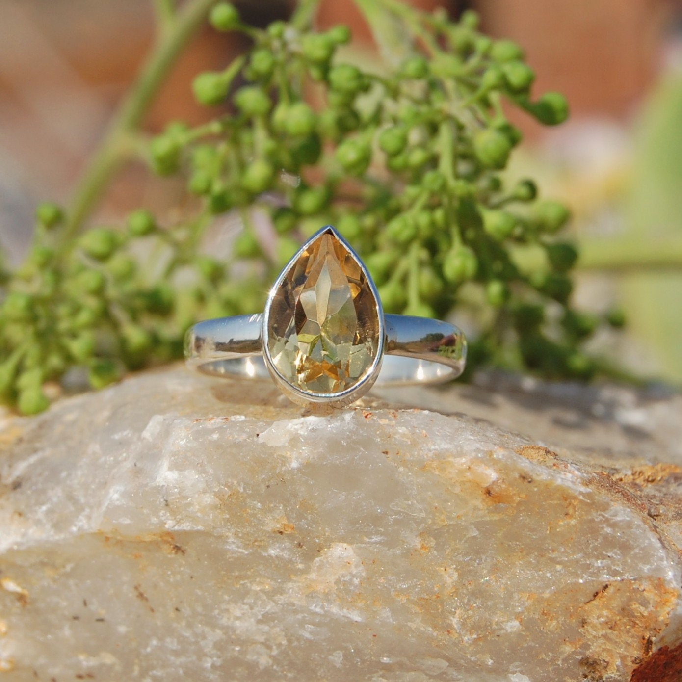 Yellow Citrine Ring