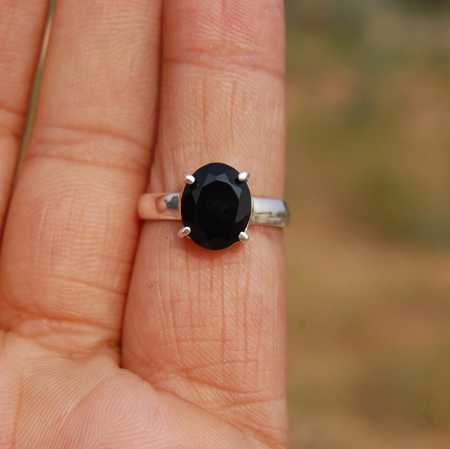 Black Onyx Prong Setting Ring