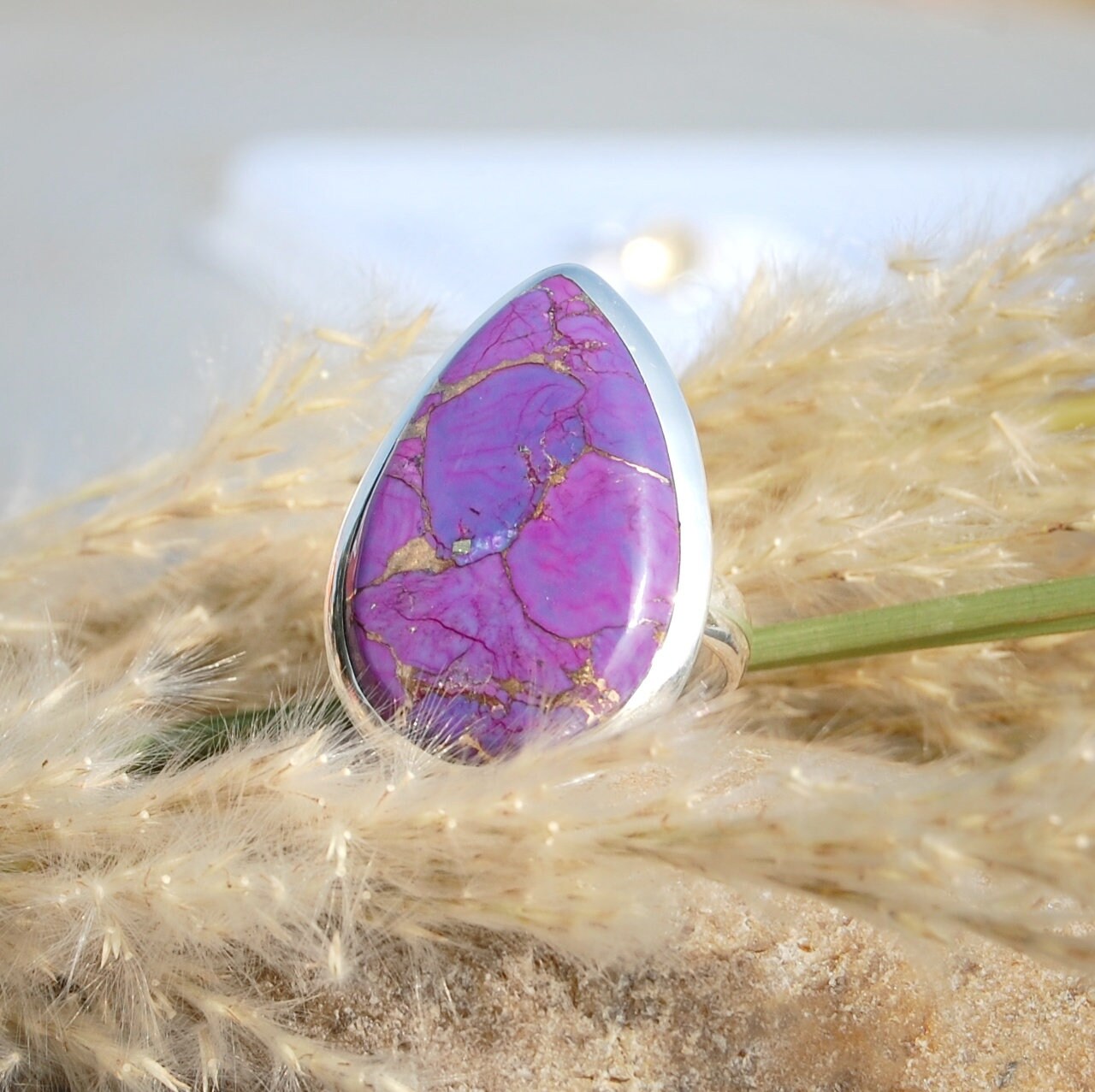 Purple Copper Turquoise Statement Ring