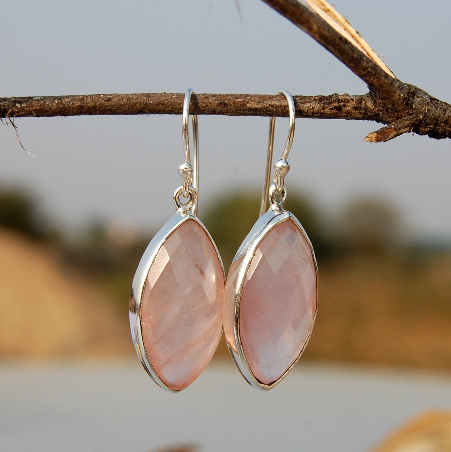 Lovely Rose Quartz Drop Earrings