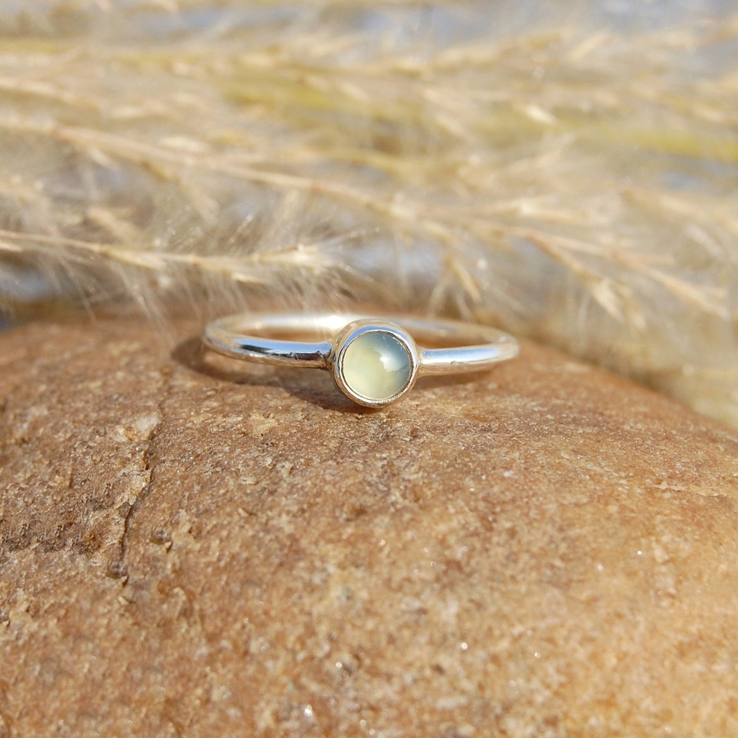 Aqua Chalcedony Dainty Ring