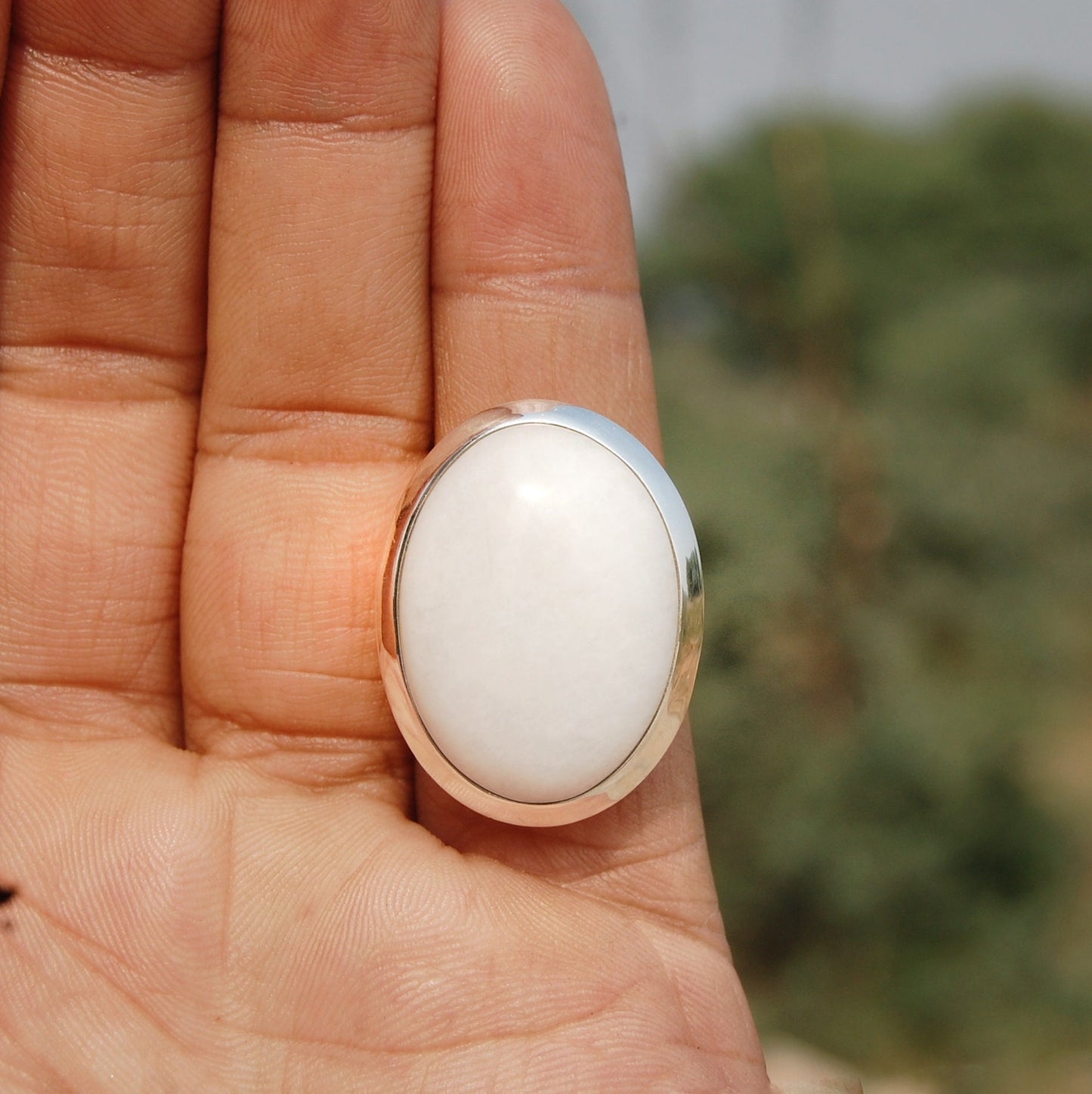 White Quartz Statement Ring
