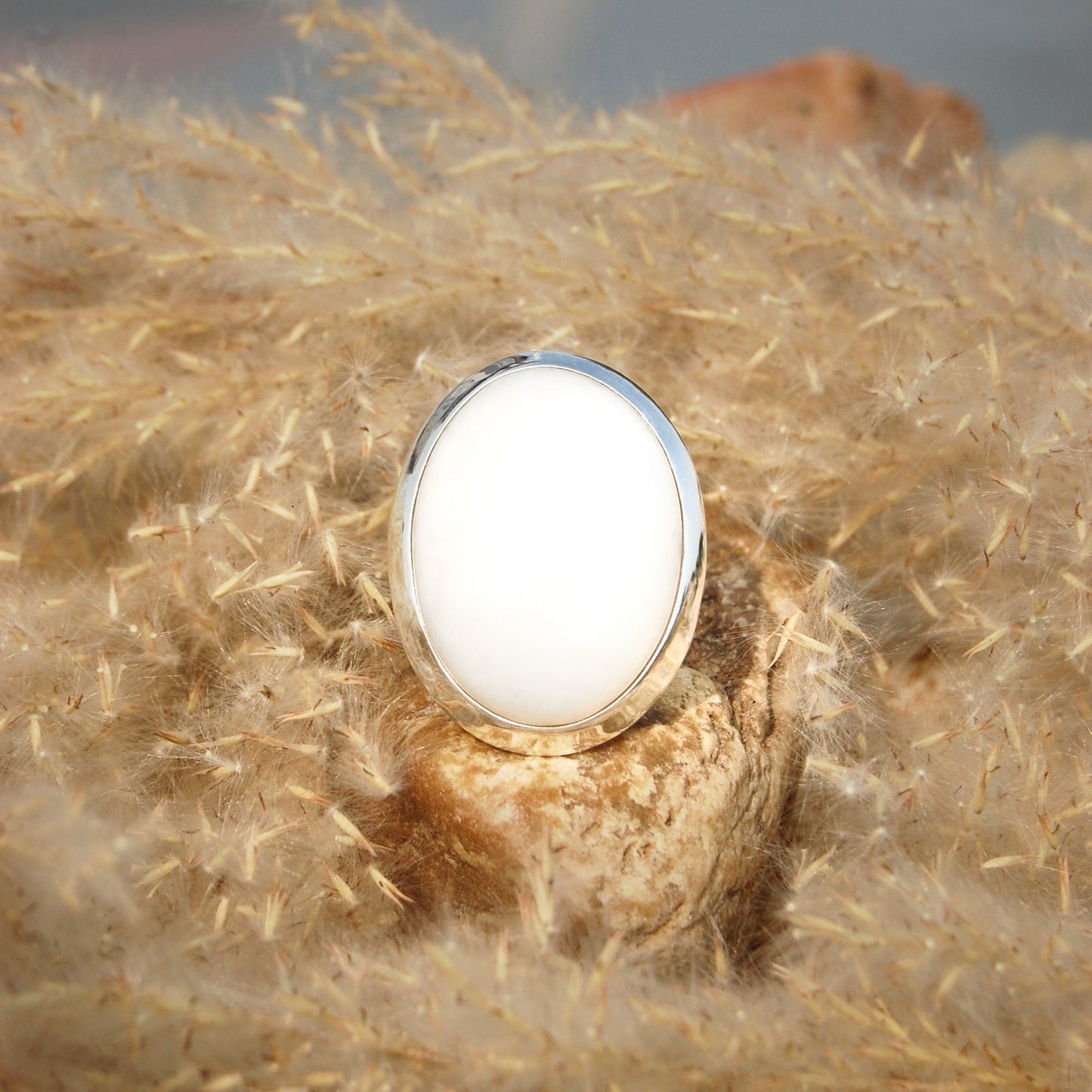 White Quartz Statement Ring