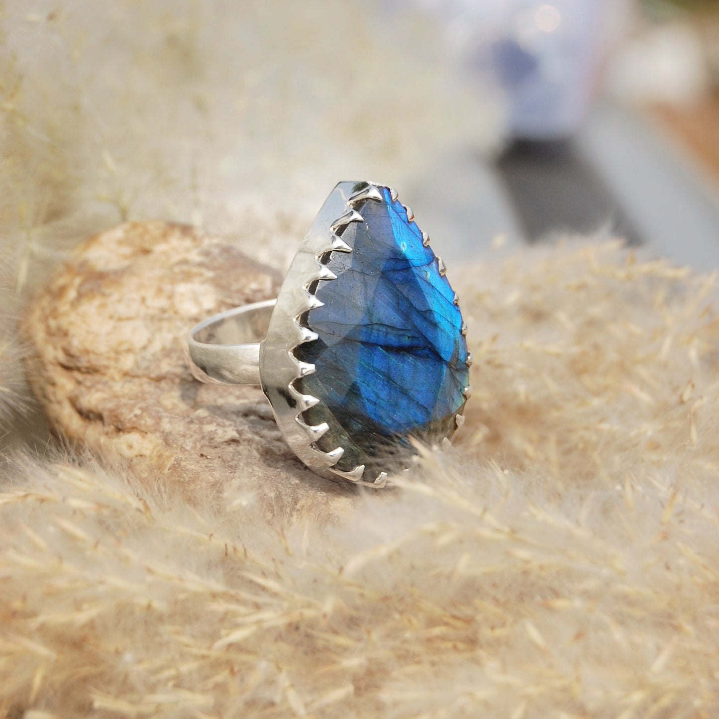 Blue Labradorite Statement Ring