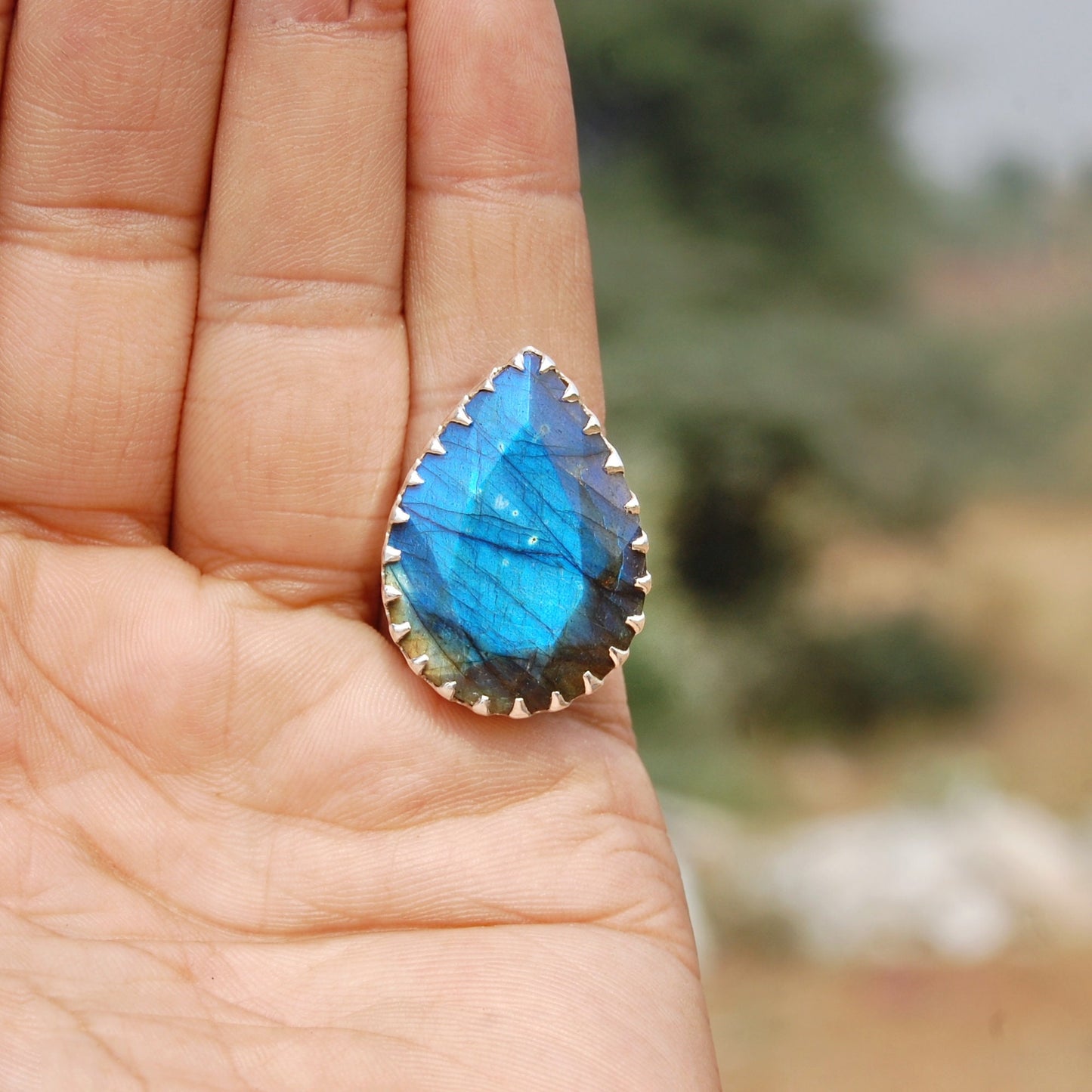 Blue Labradorite Statement Ring