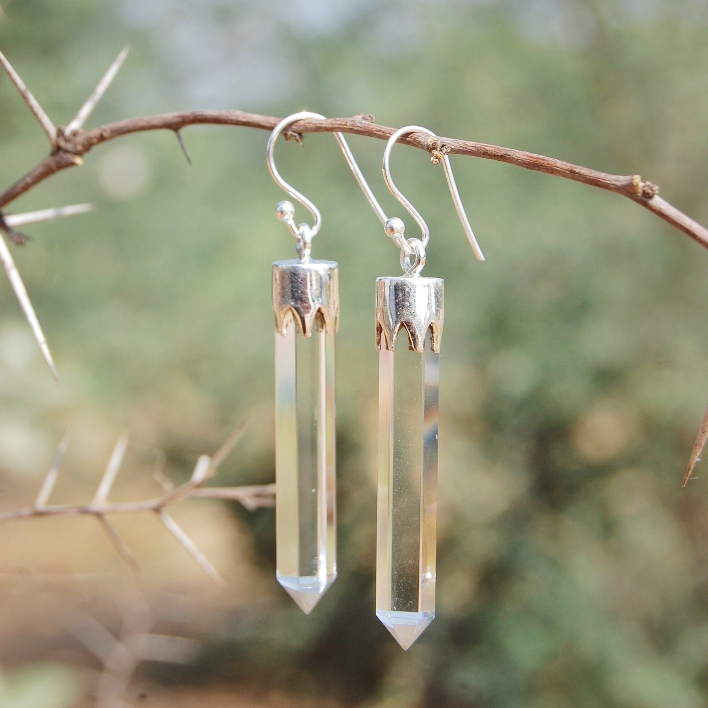 Quartz Long Drop Earrings