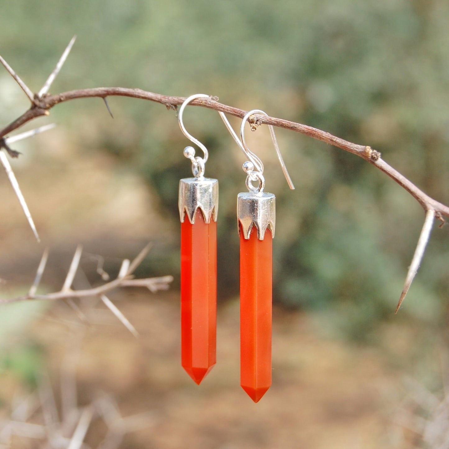 Carnelian Long Drop Earrings