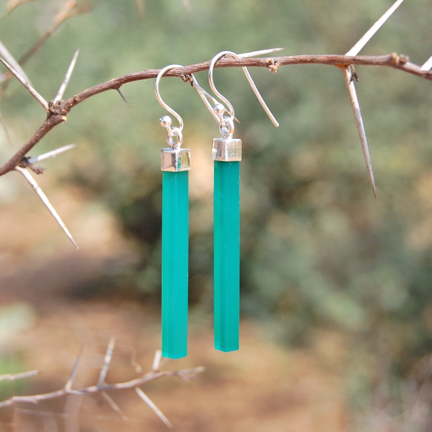 Green Onyx 50mm Long Drop Earrings