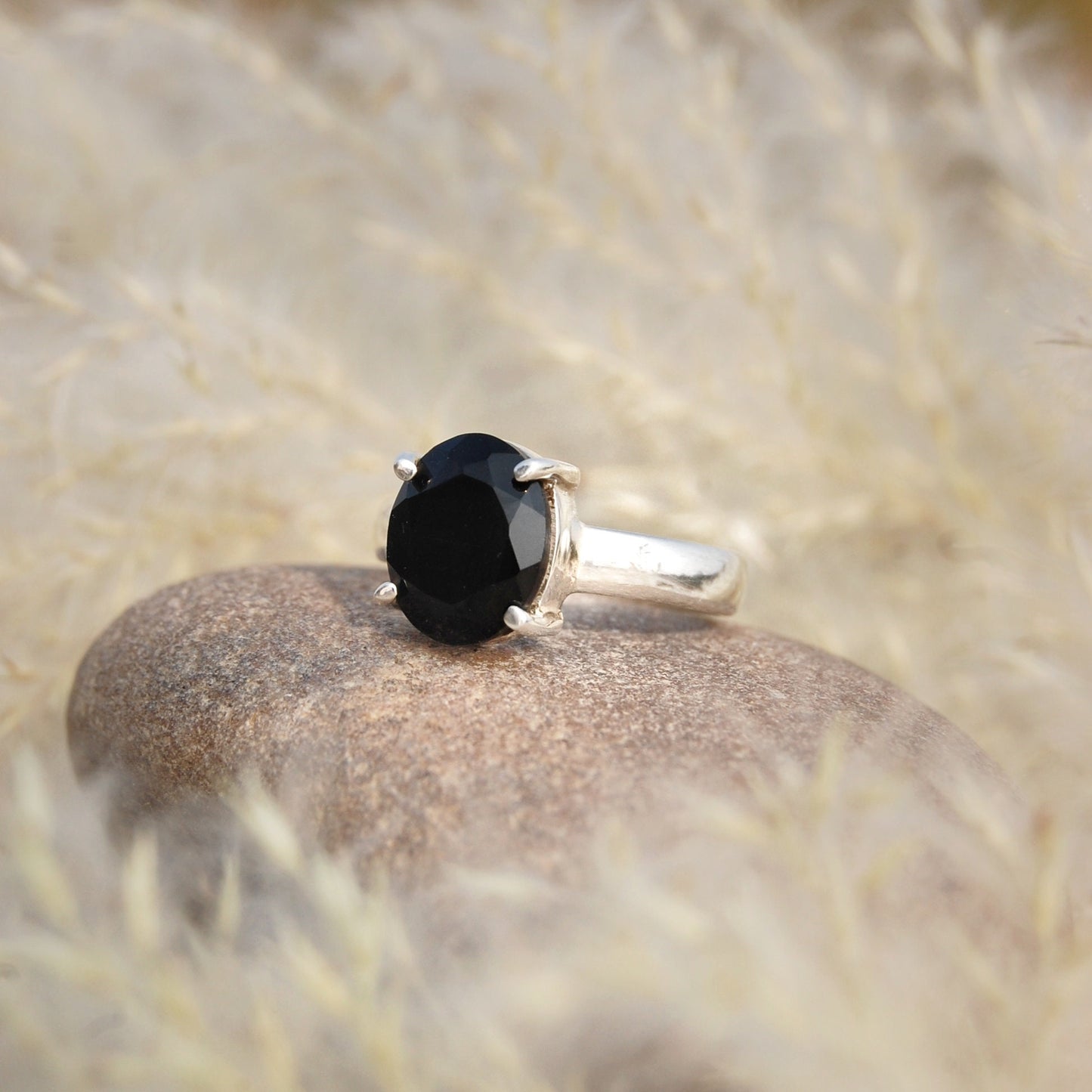 Black Onyx Prong Setting Ring