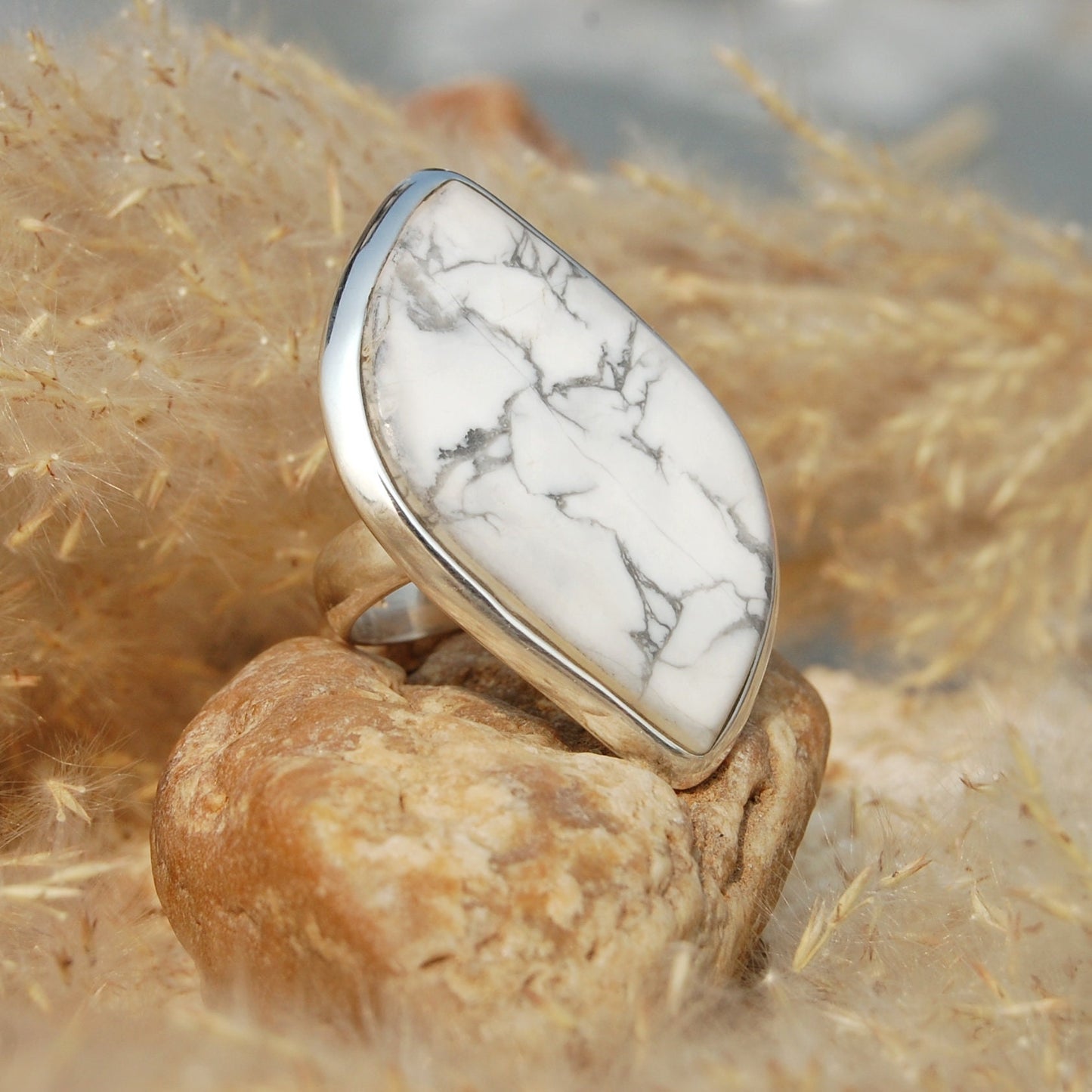 Unique Howlite Statement Ring