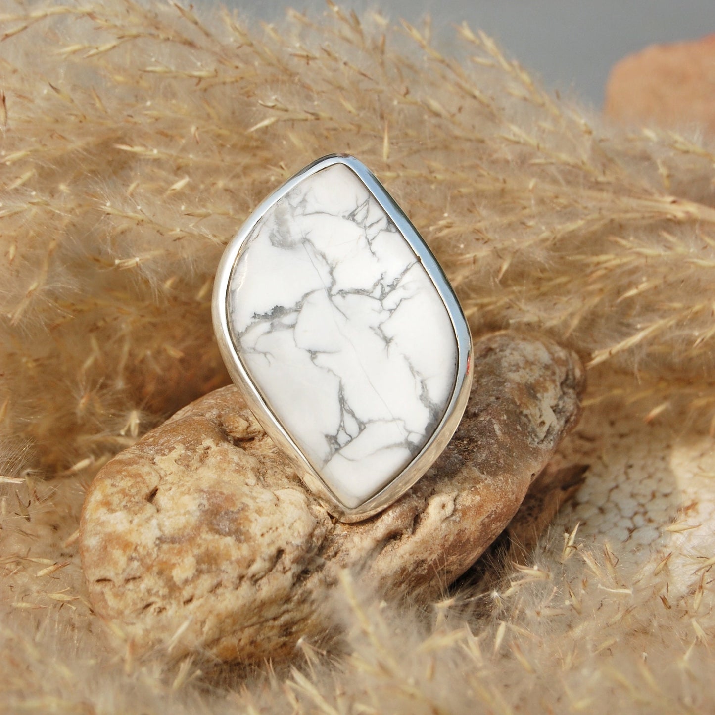 Unique Howlite Statement Ring