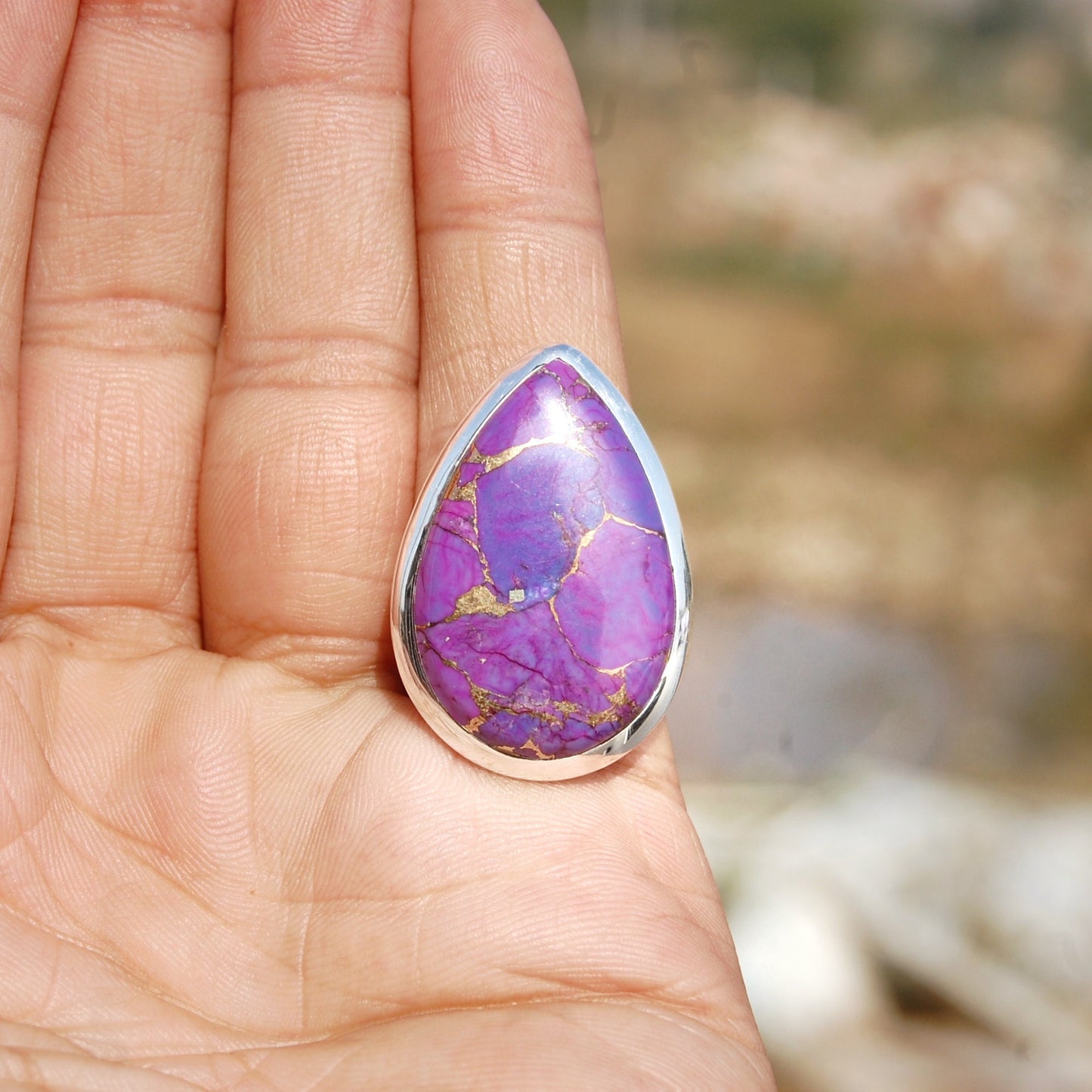 Purple Copper Turquoise Statement Ring