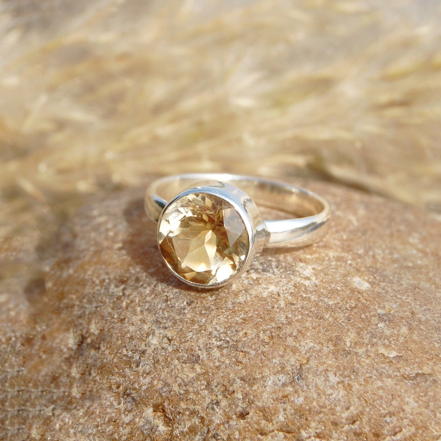 Citrine Round Cut Ring