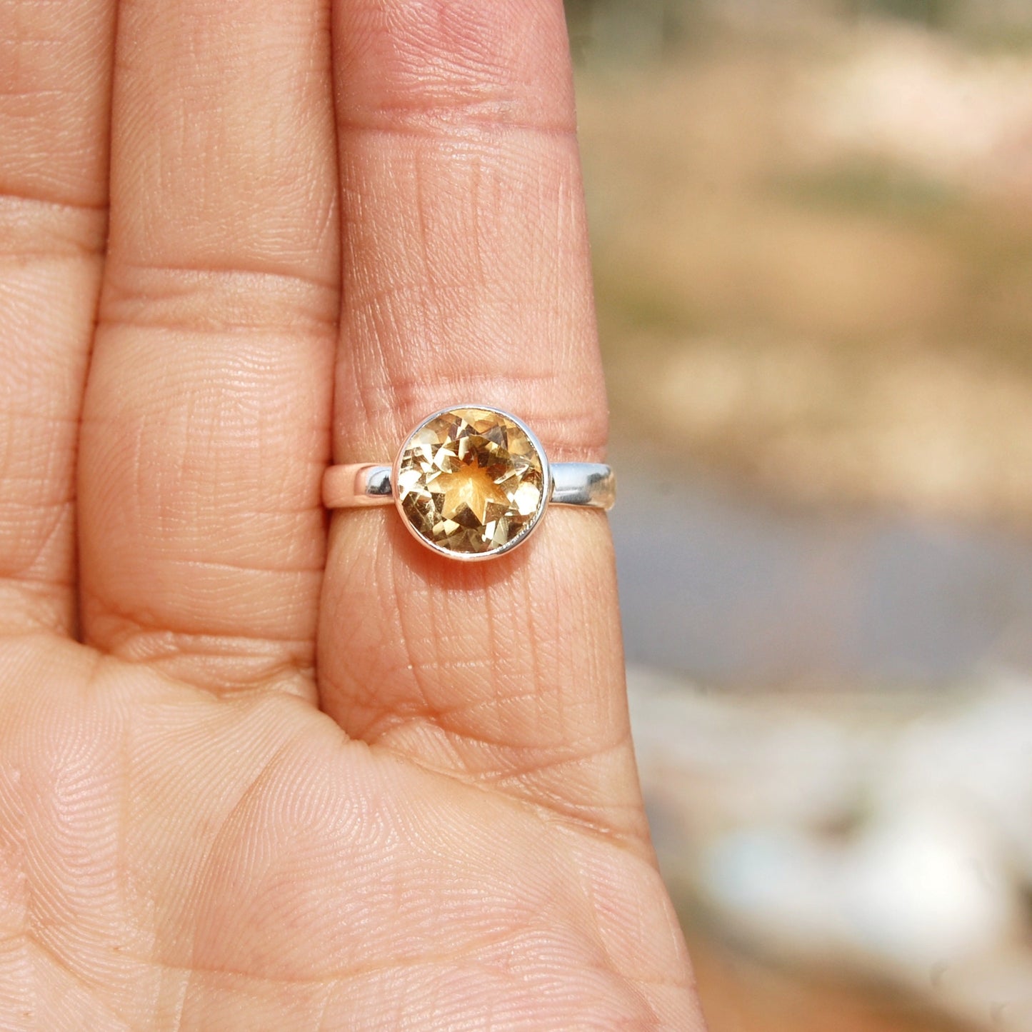 Citrine Round Cut Ring
