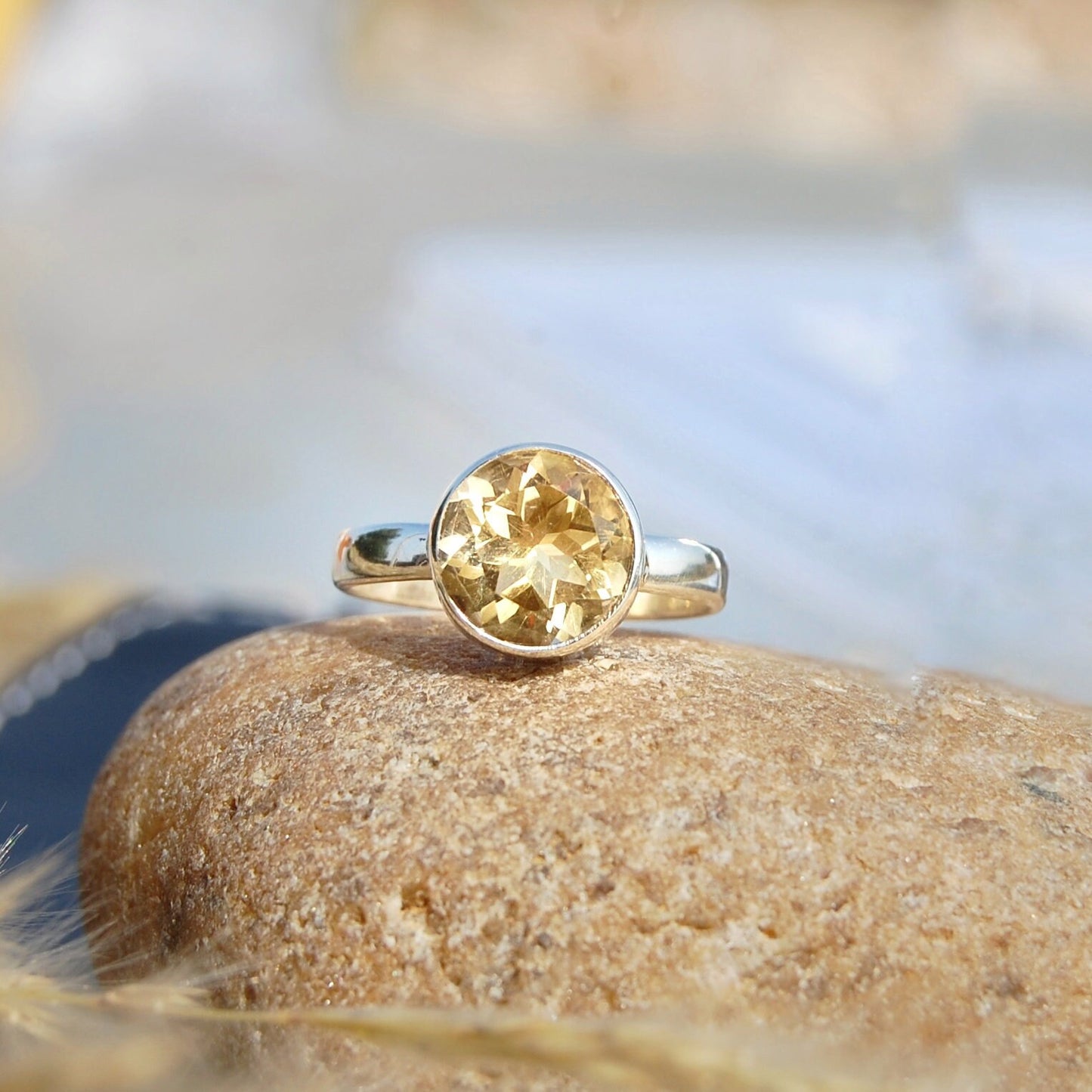 Citrine Round Cut Ring