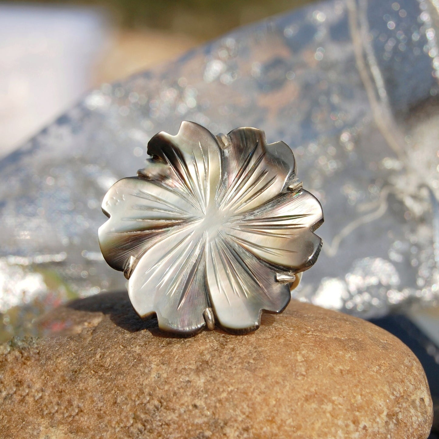 Mother of Pearl Floral Ring for Her