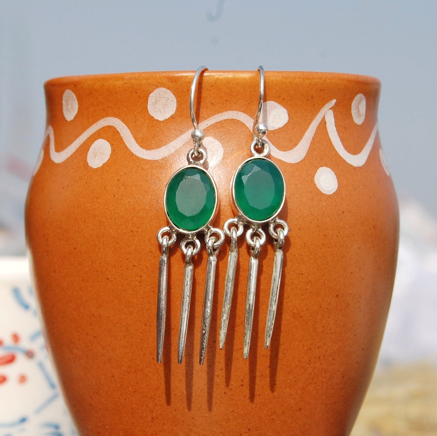 Green Onyx Dangle Earrings